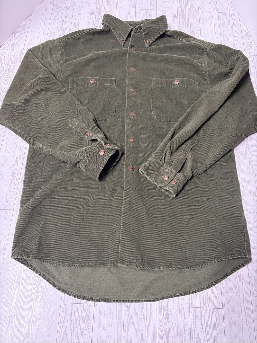 Vintage 90s St Johns Bay Forest Green Corduroy Shirt L